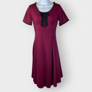 Hell Bunny Vixen Womens Midi Dress | XS | Magenta | Flare | Retro